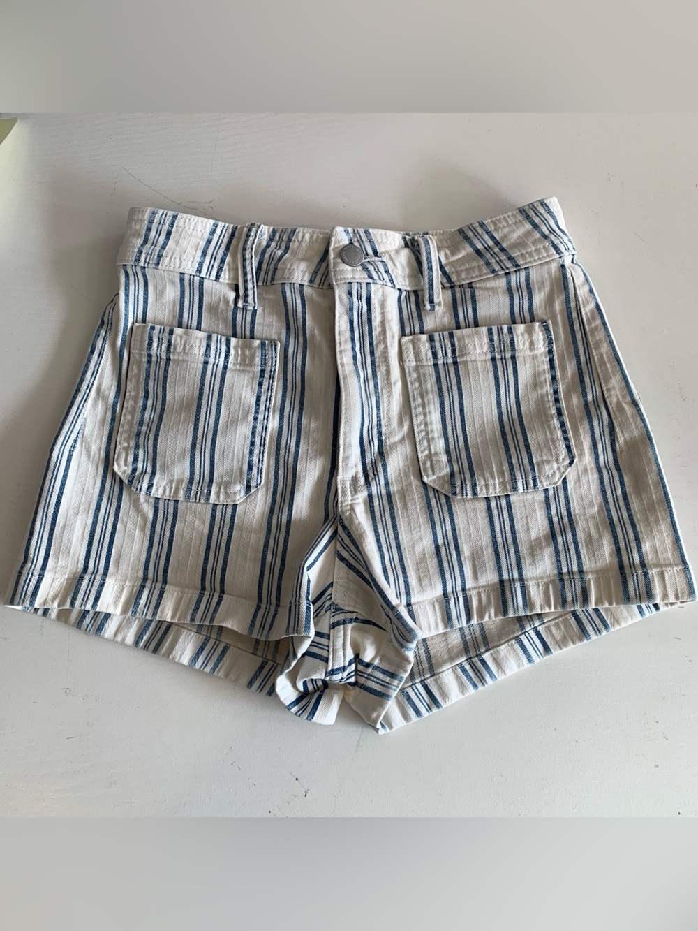 Universal Thread Cream and Navy Striped Cargo Shorts